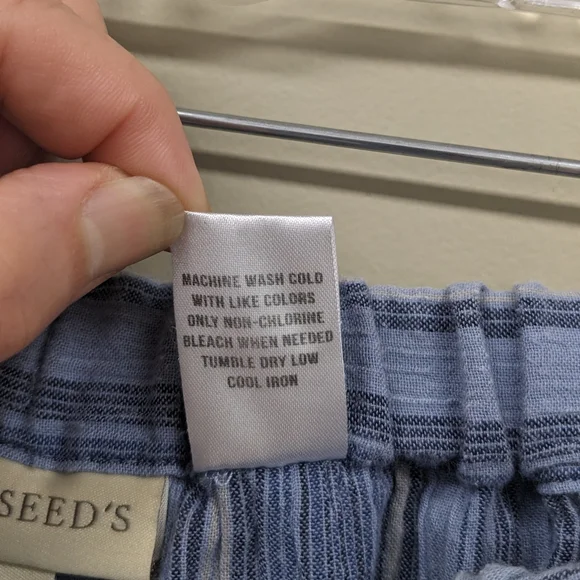 Appleseed's Blue Seersucker Elastic/Drawstring Pants Size 10 - Picture 4 of 6